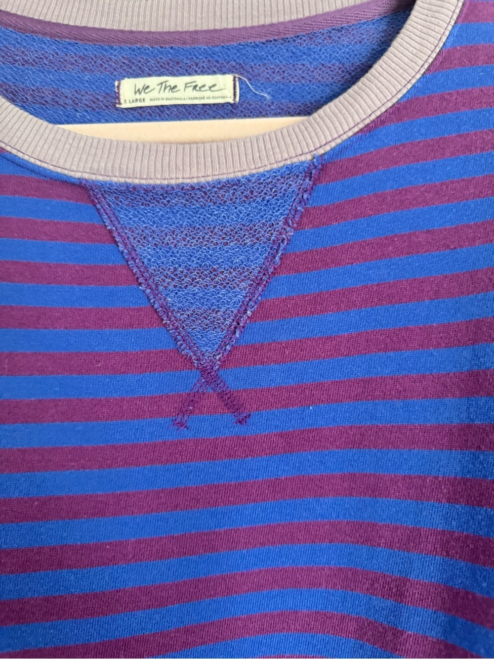 Free People Striped Oversized Crewneck Sweatshirt - Purple & Pink - Picture 6 of 10